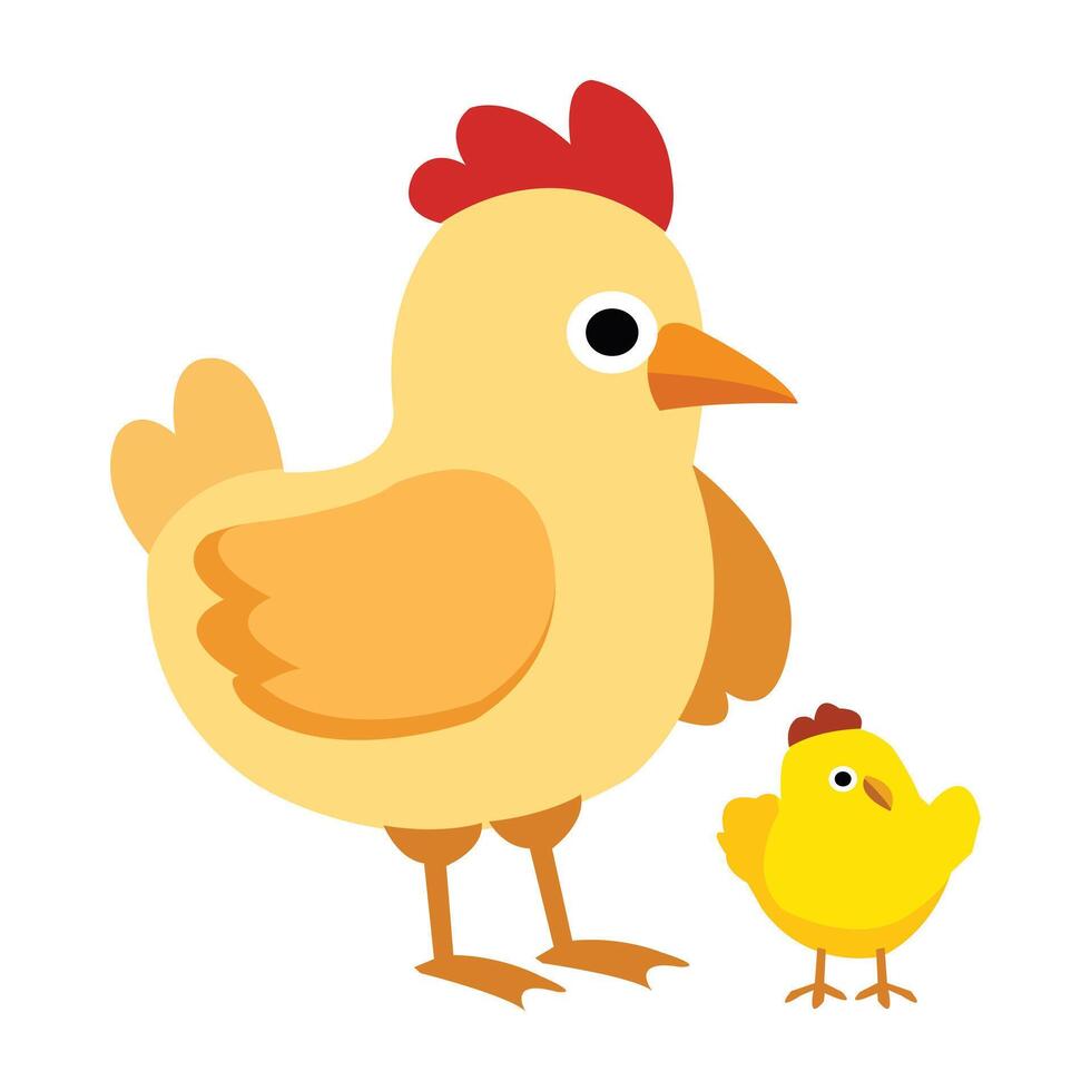 Mother Hen Caring for Chicks on White Background vector