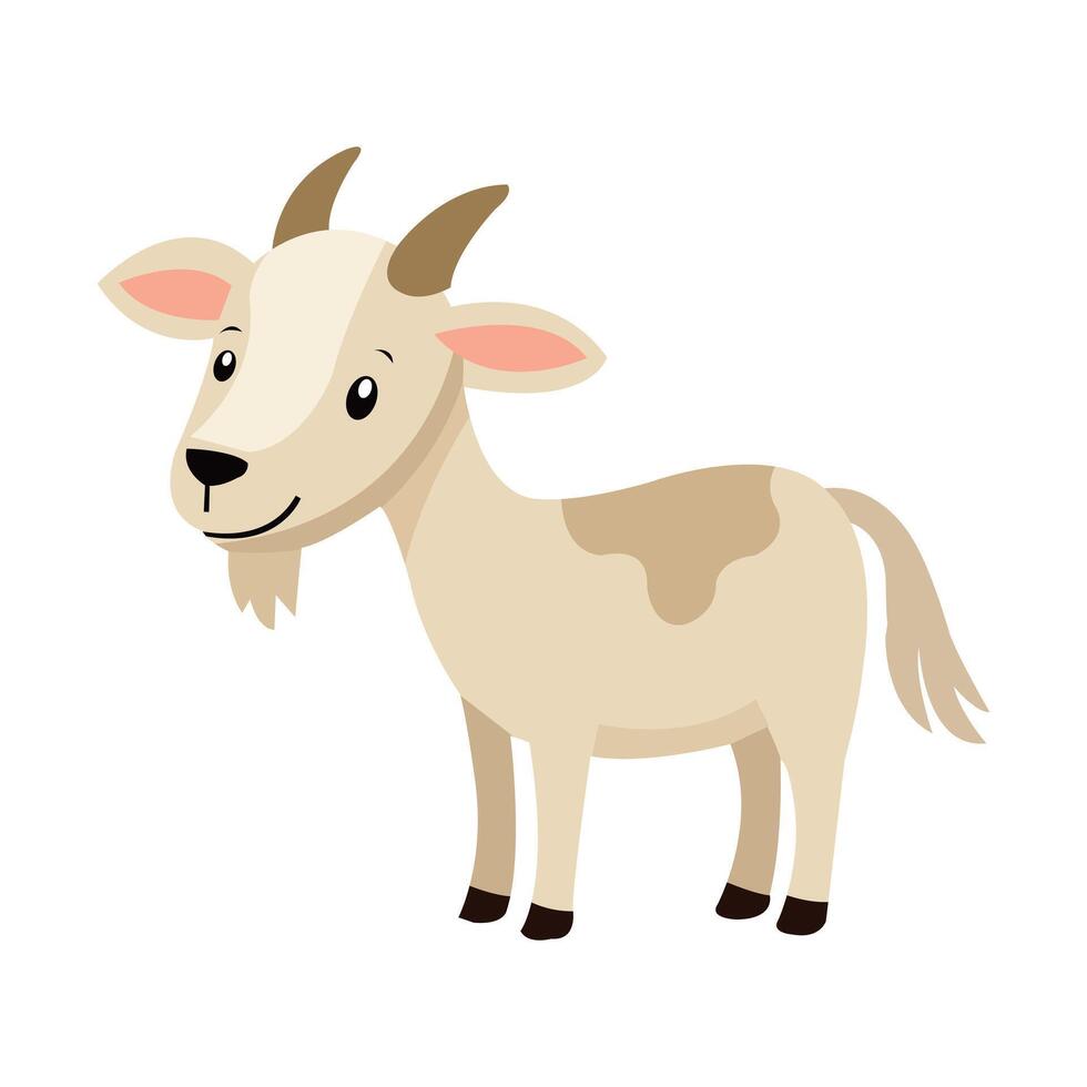 Flat Design Cute Goat with Minimal Look vector