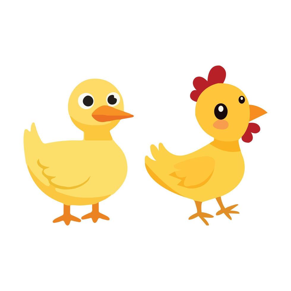 Funny Yellow Baby Duck Standing on White Background vector