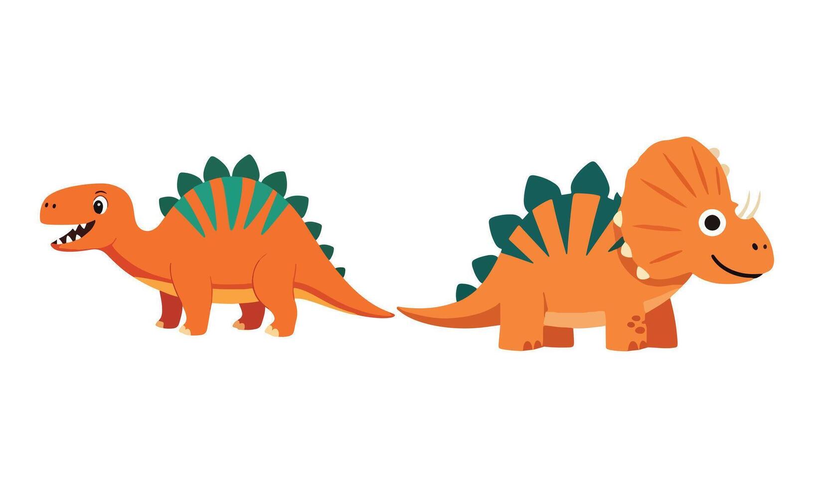 Happy Baby Dino with Big Eyes and Tail white background vector