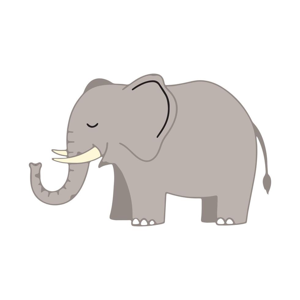 Playful Elephant Standing Calmly on White Background vector