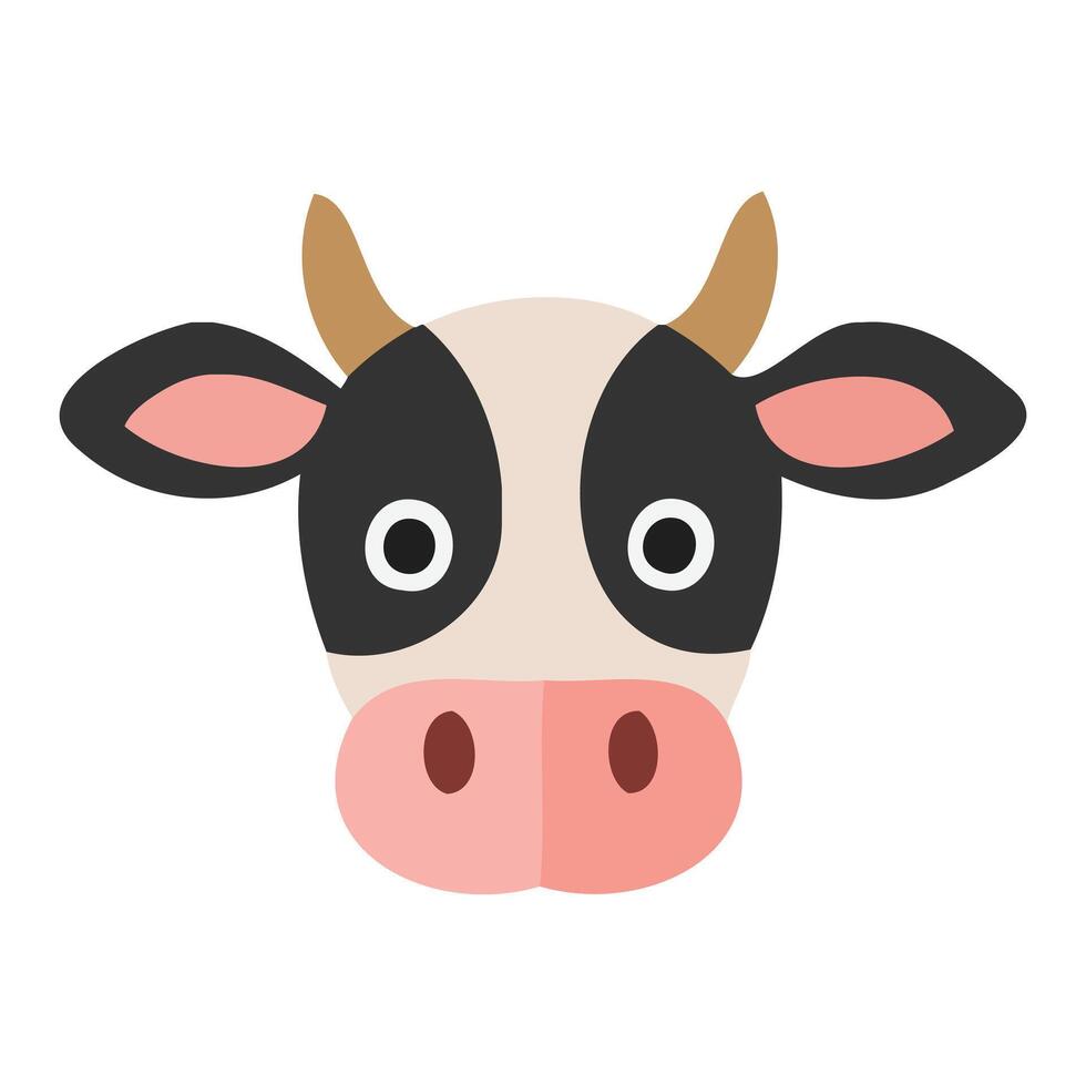 Simple Cow Face Art in Flat Style on White vector