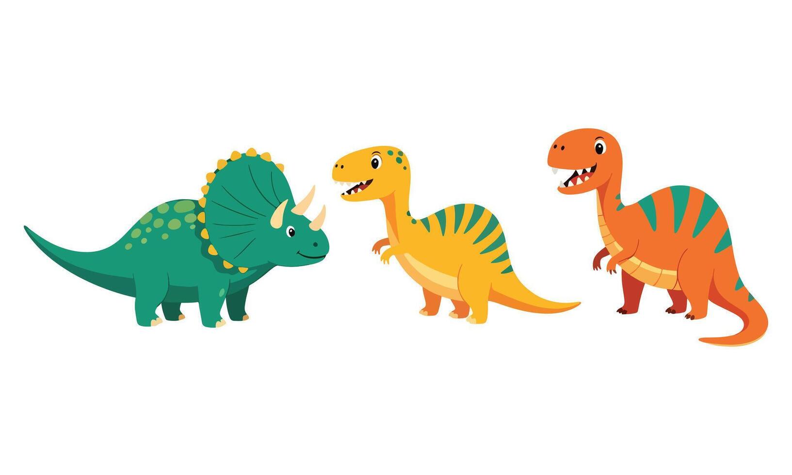 cartoon dinosaurs in vibrant colors vector