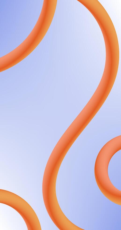 abstract background with orange waves Fluid Gradient ribbons on a blue Empty Sky Vertical Wallpaper vector
