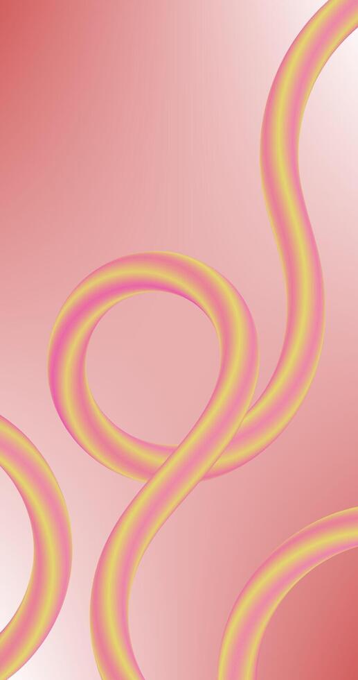 Vertical abstract background with pink and yellow curved Fluid Pipe lines vector