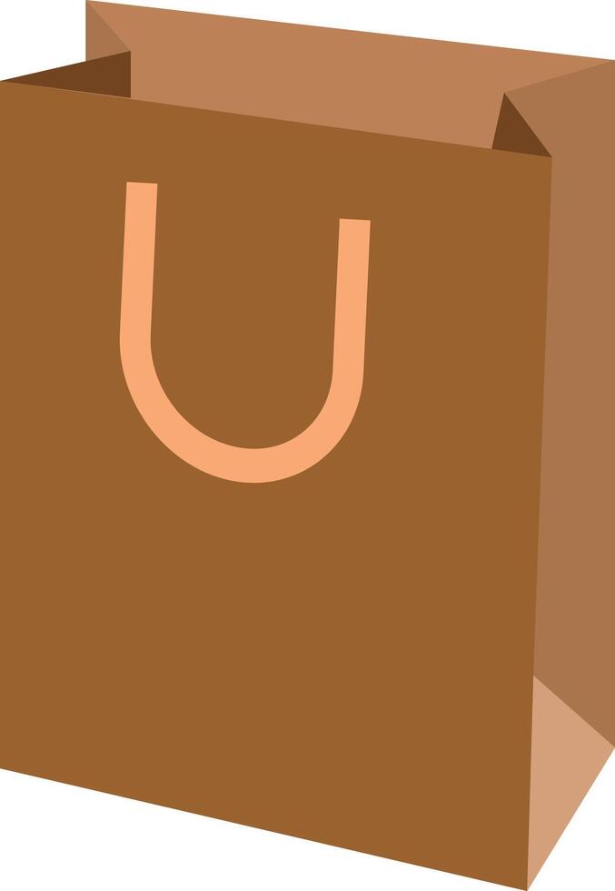 Minimalist shopping bag icon in bright orange with gray handles and white button accents retail vector