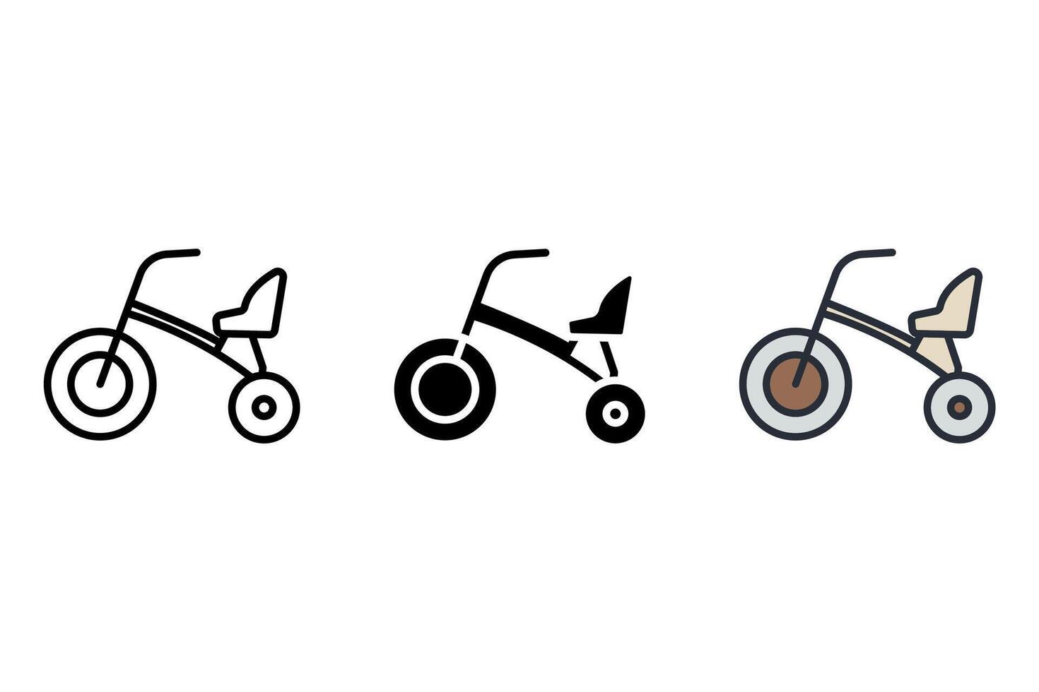 tricycle set icons pack vector