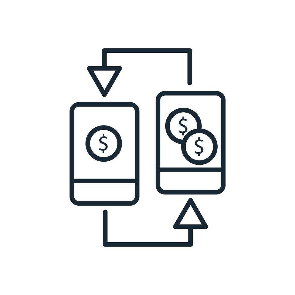 mobile money transfer Thin line icons vector