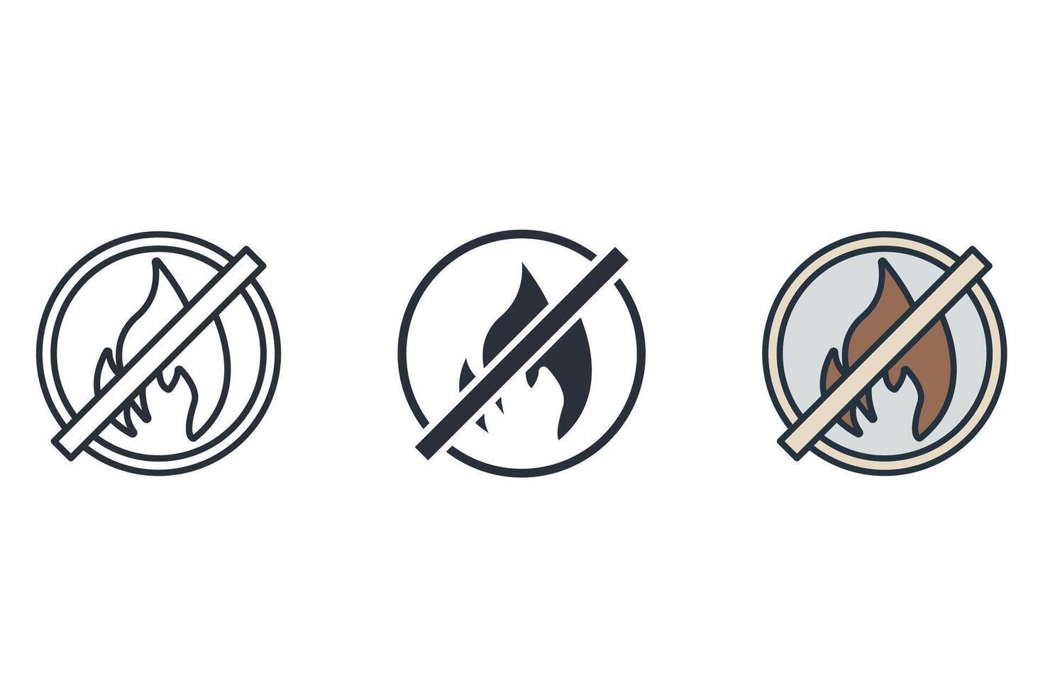 no fire set art icons pack vector