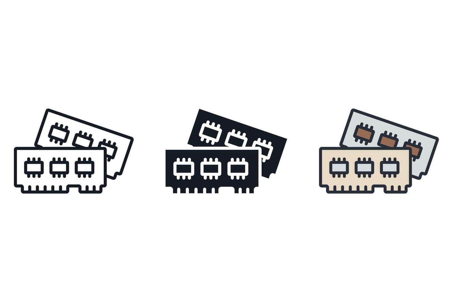 ram computer set art icons pack vector