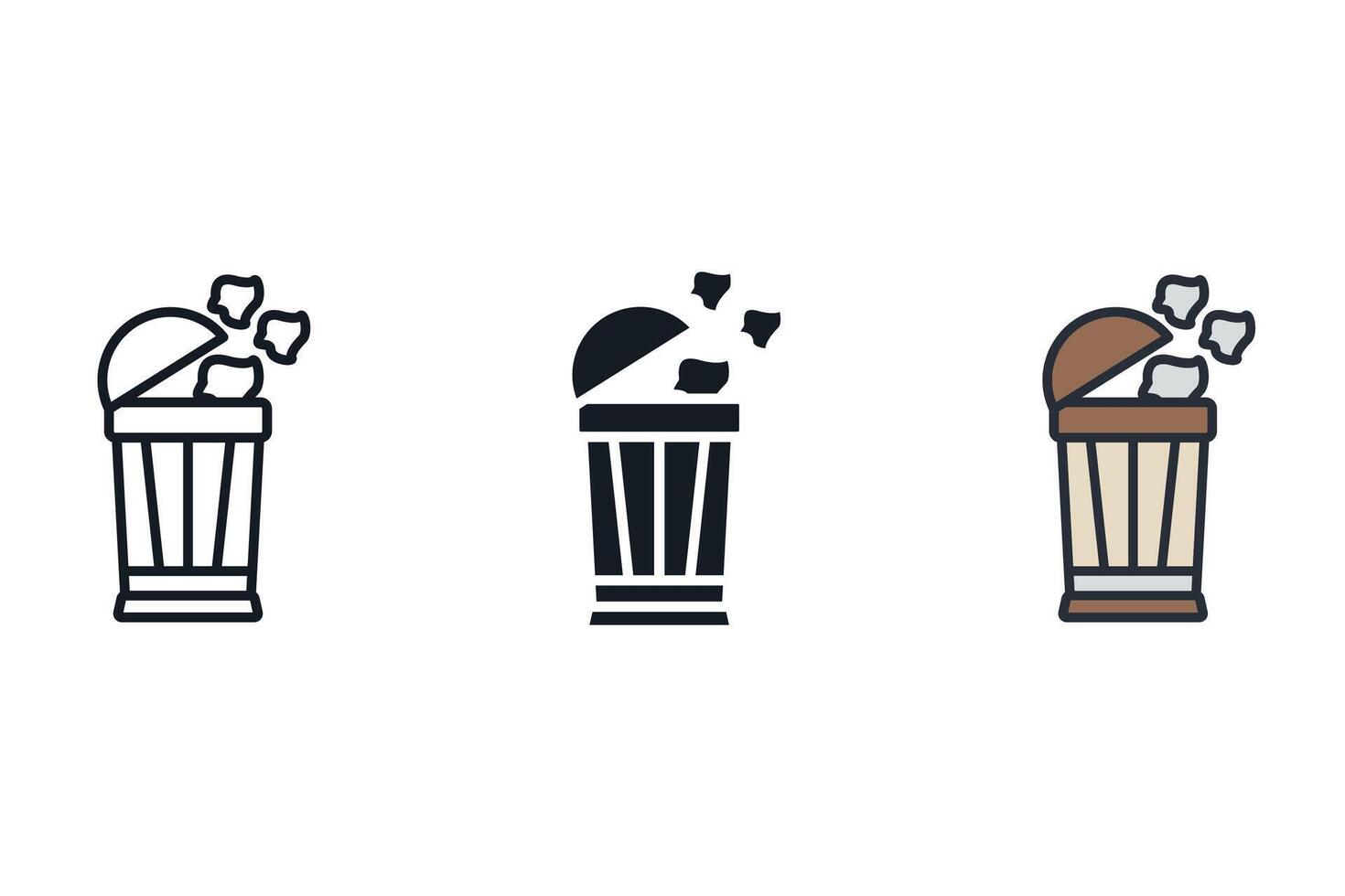 paper bin set icons pack vector