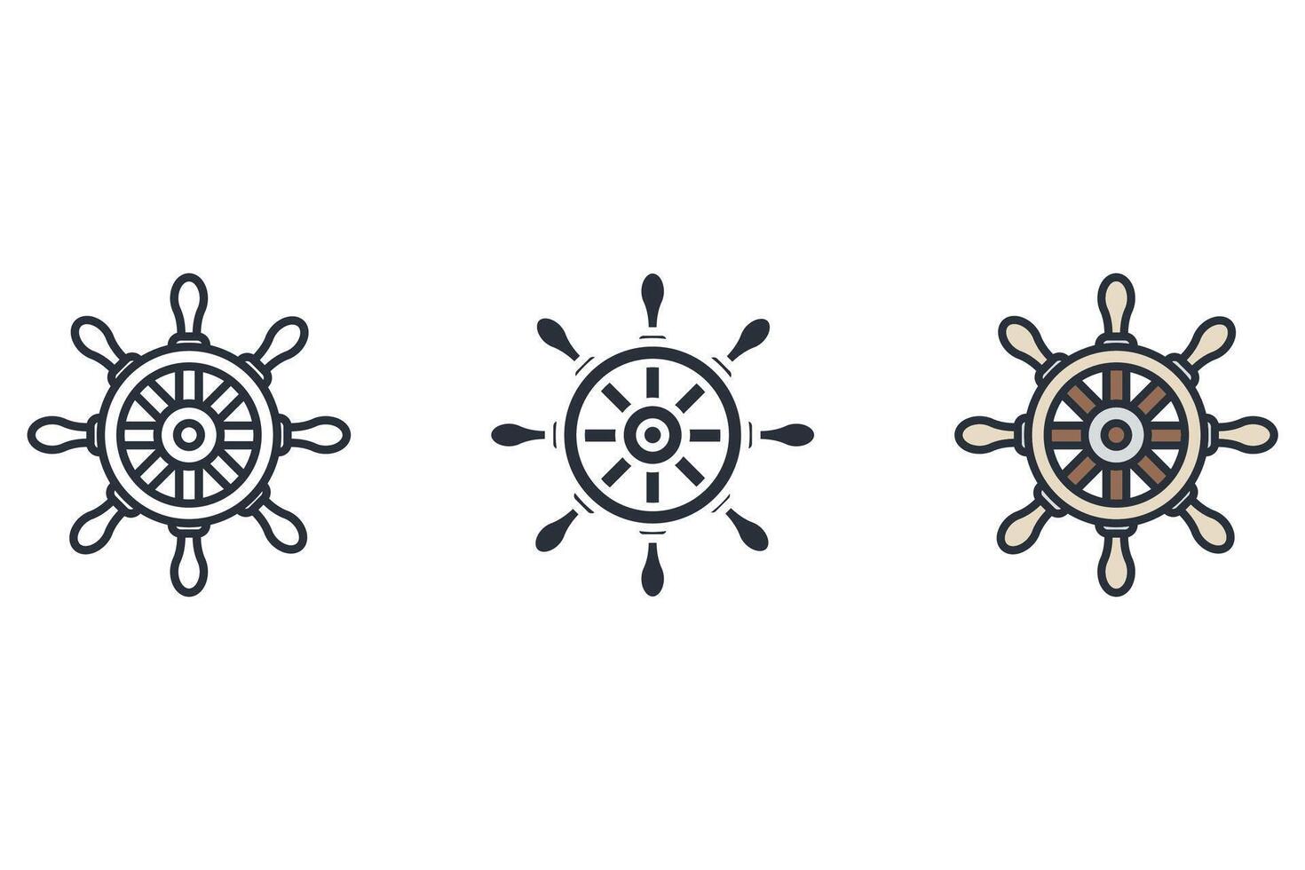 ship wheel set art icons pack vector