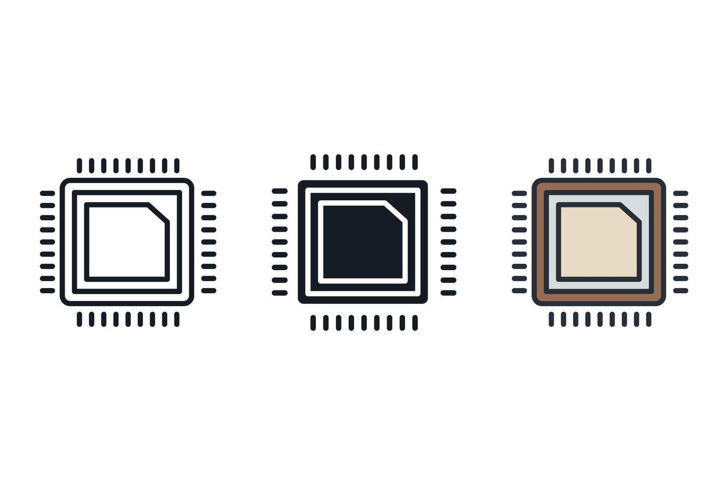 cpu set art icons pack vector