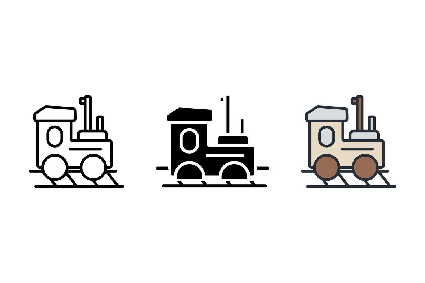 little train set icons pack vector