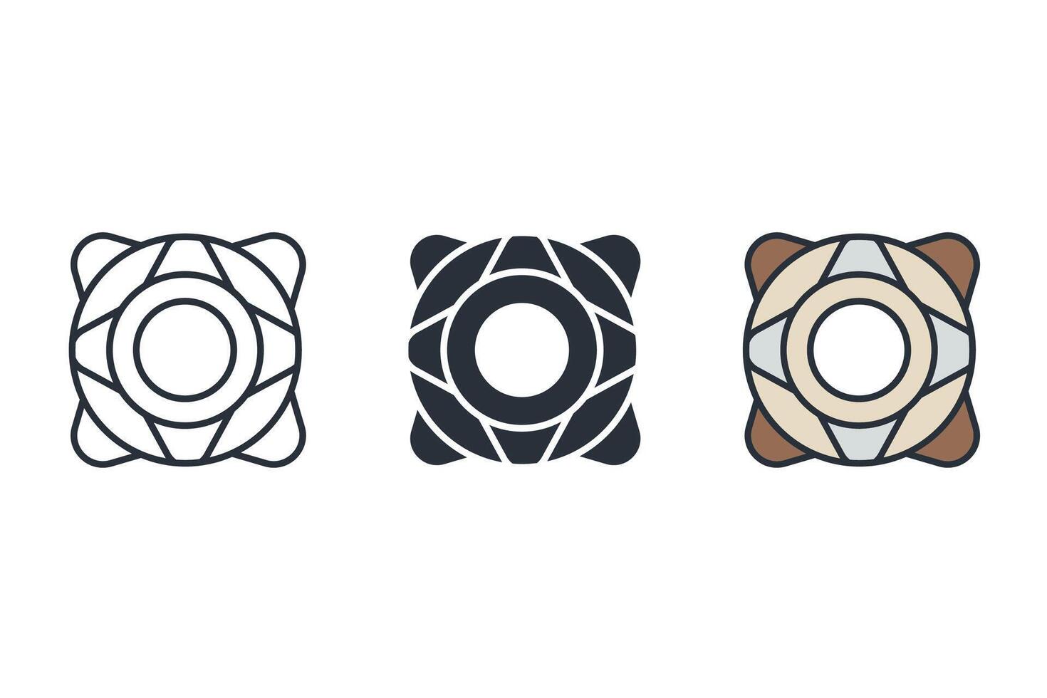lifebuoy set art icons pack vector