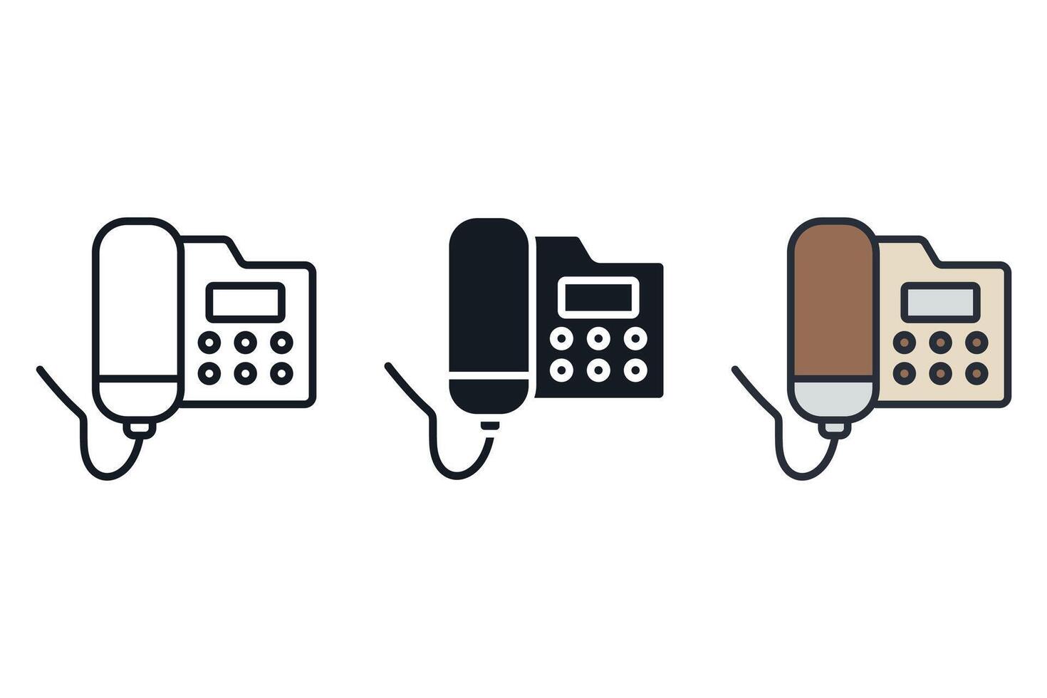 phone office set icons pack vector