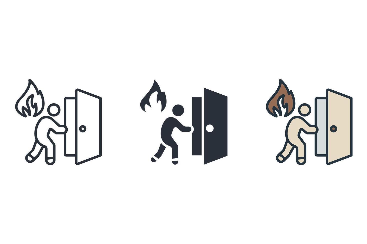 fire exit set art icons pack vector