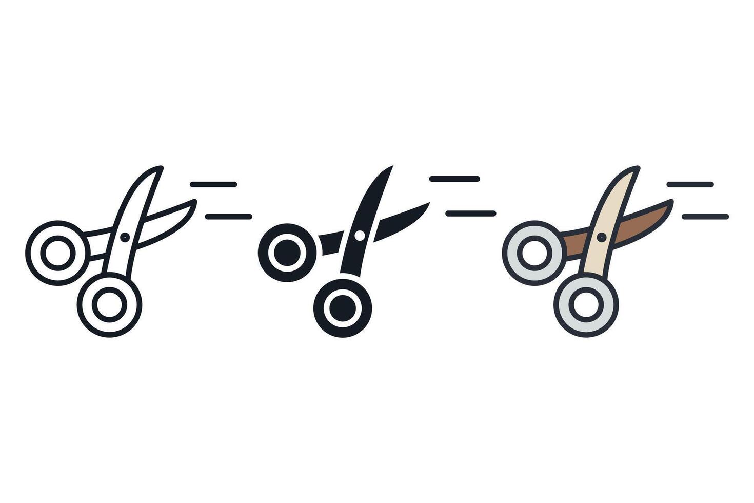 scissors set icons pack vector