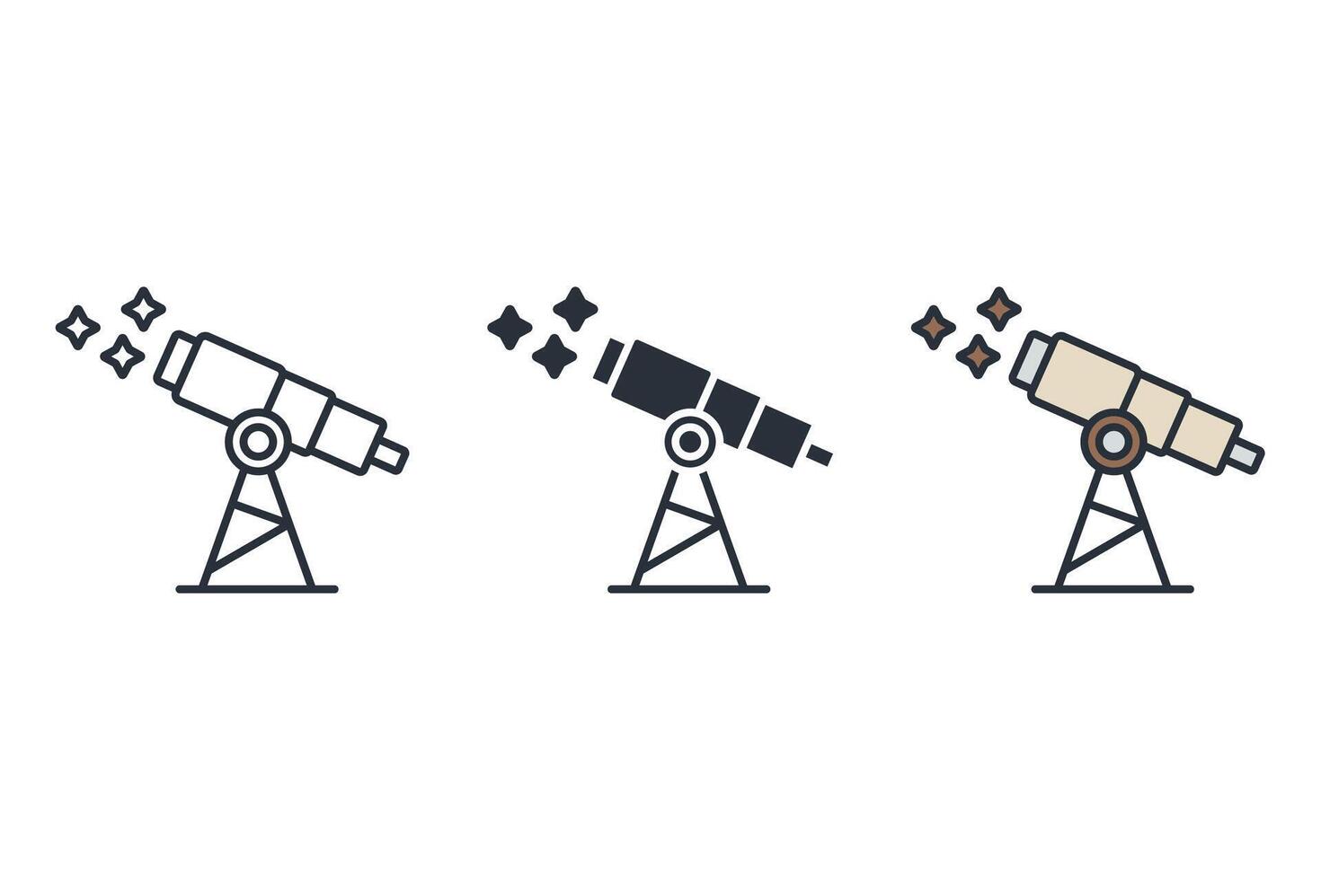 telescope set art icons pack vector