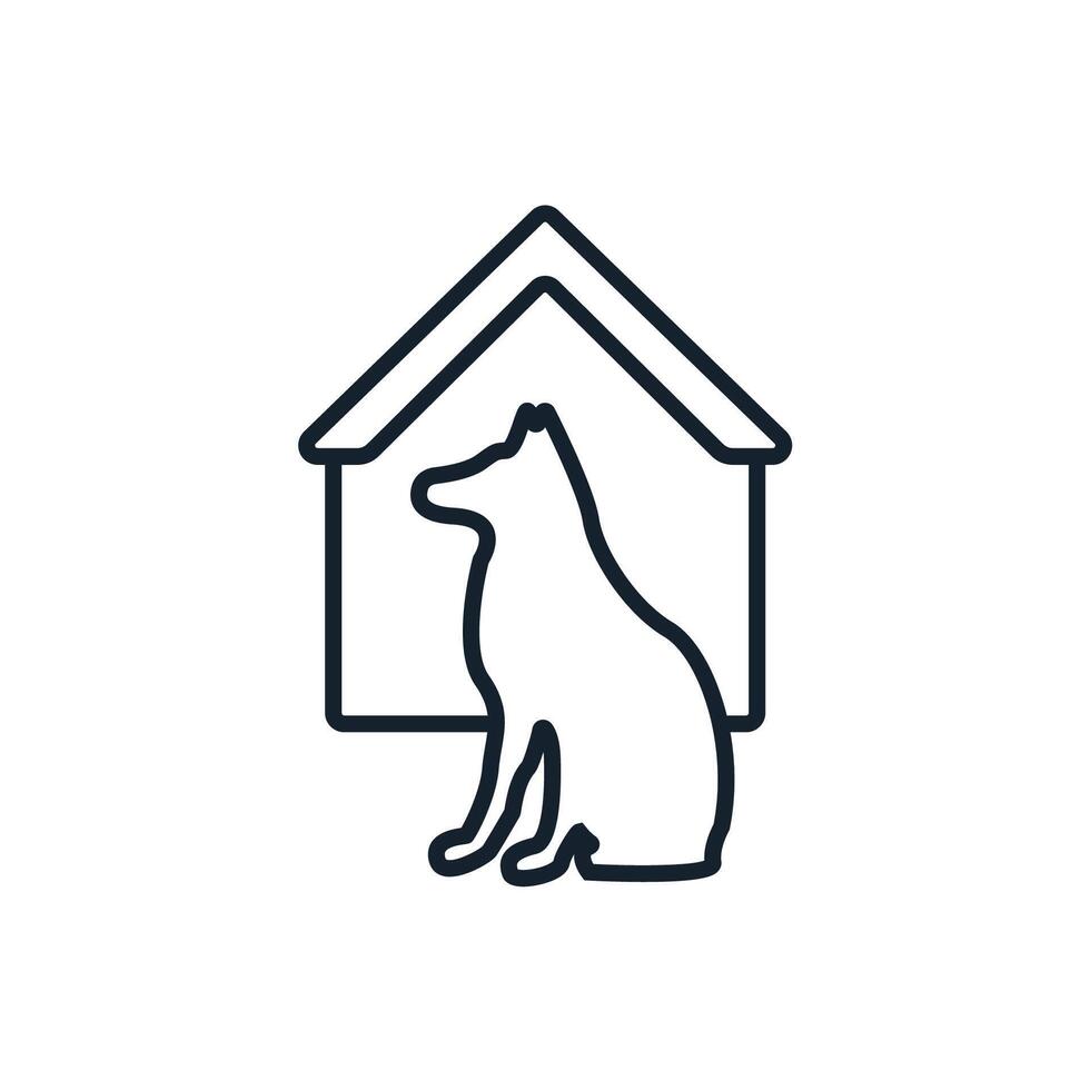 guard pet Thin line icons vector