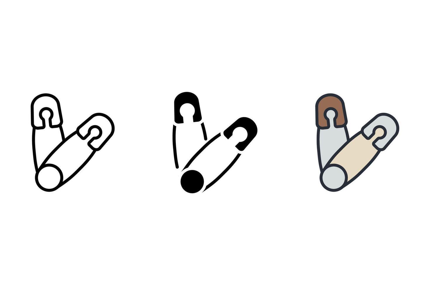 safety pin set icons pack vector
