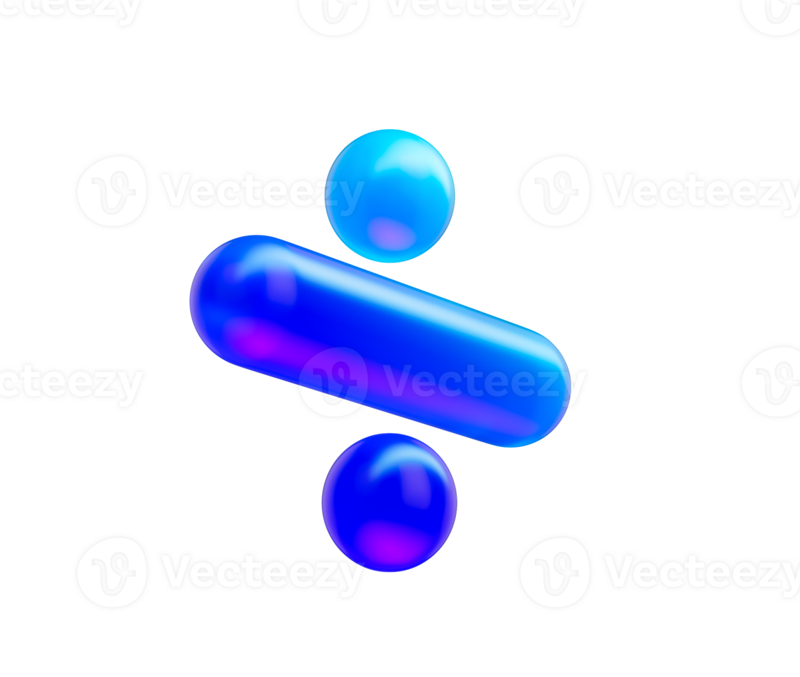 A sleek division with a glossy neon blue gradient, and reflective surface. 3d illustration png