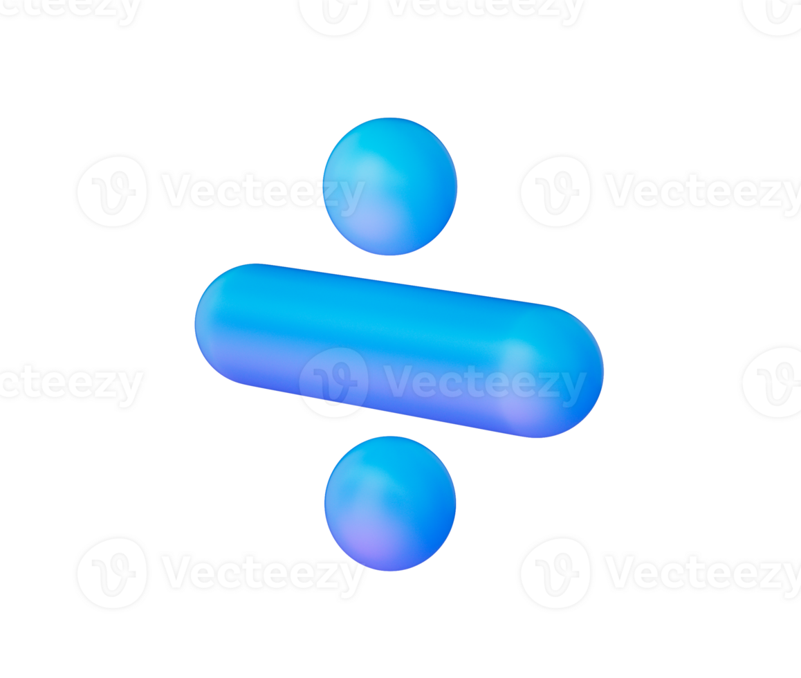 sleek division symbol a smooth, matte blue finish and soft lighting.. 3d illustration png