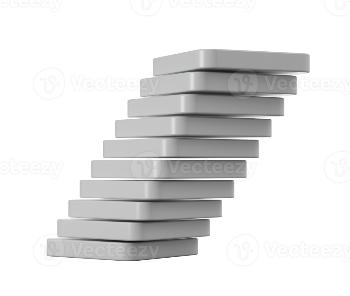 white rectangular slightly offset to create a leaning tower effect. 3D Illustration png