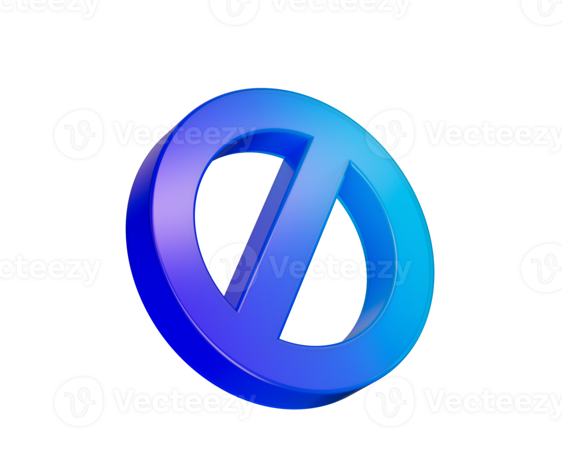 glowing blue prohibition icon a diagonal bar, symbolizing restriction. 3d illustration png