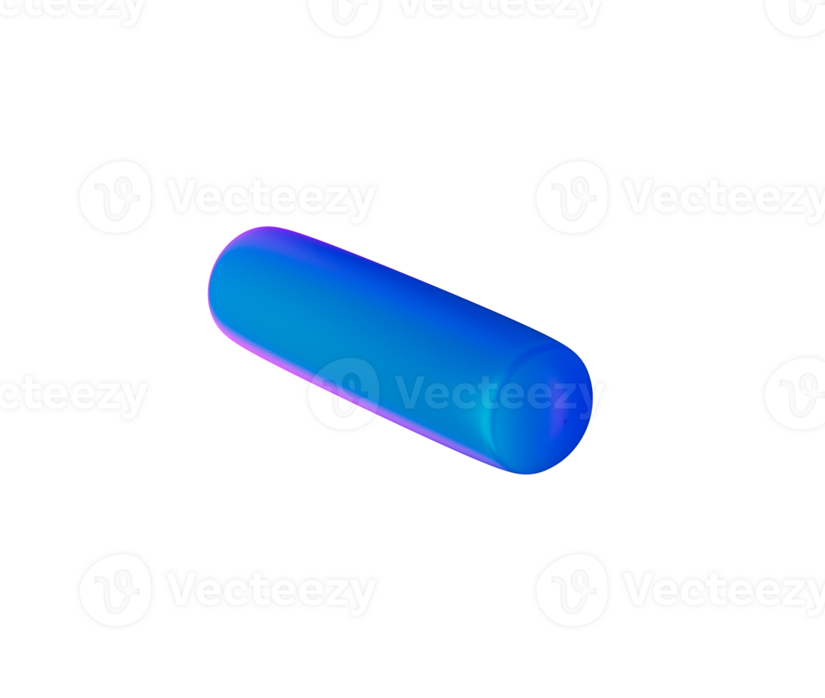 3D Glossy blue minus symbol with a modern, sleek and minimalistic design. 3d illustration png