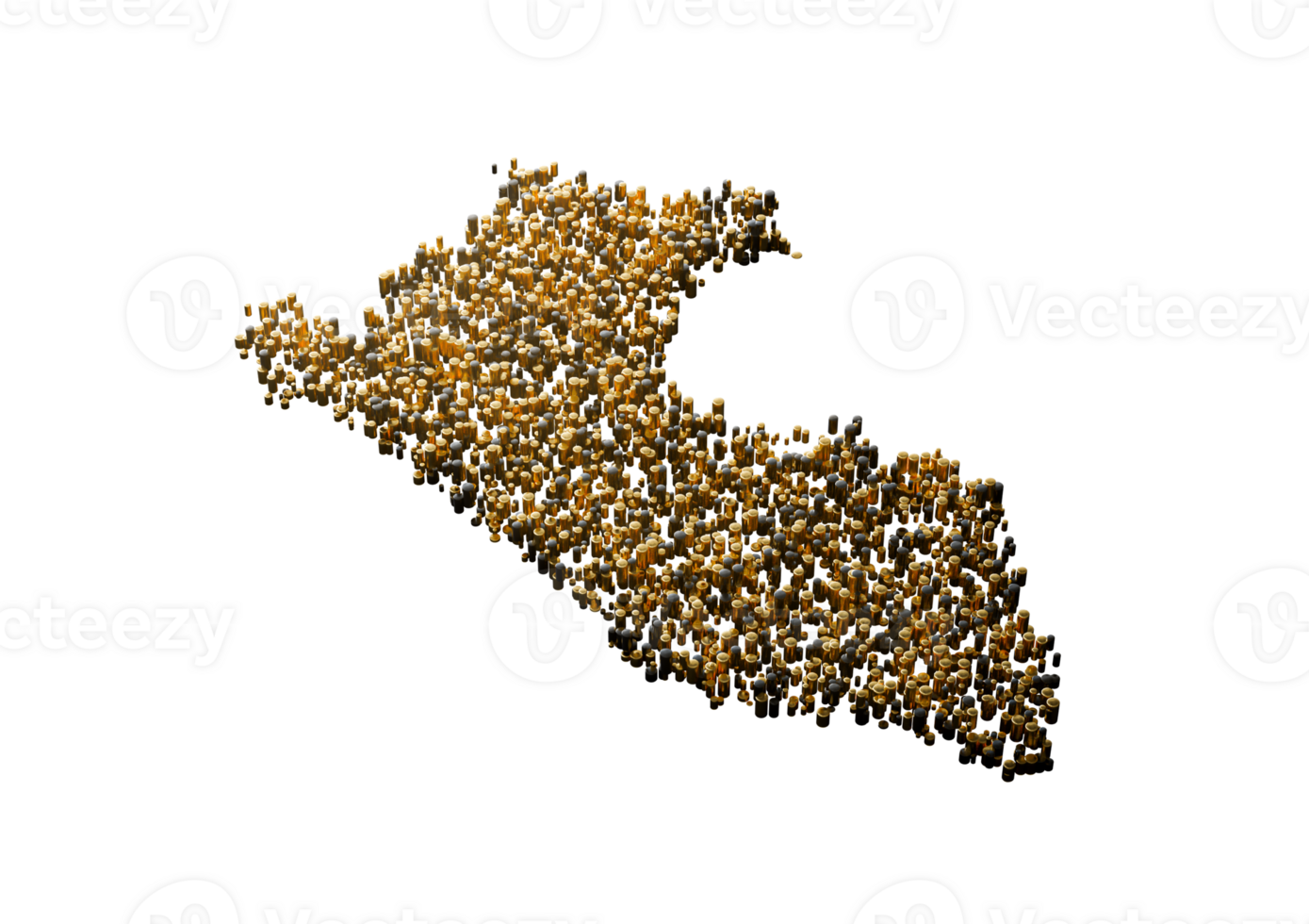 Peru Map Made Of High Quality Premium Golden Metallic Copper Brass Pillars 3D Illustration png