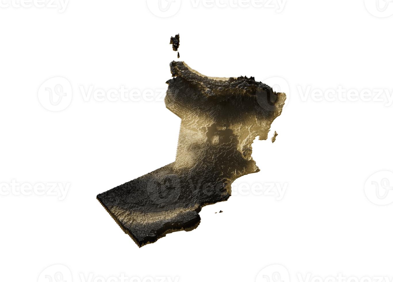Oman Map Golden Metallic Texture Map Gold Reserves And Gold Mining Concept 3D Illustration png