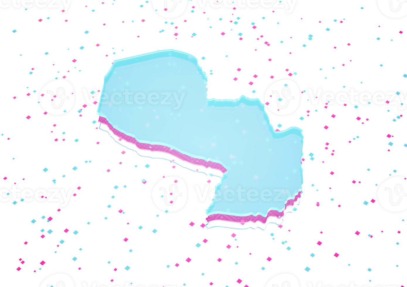 Illuminated Paraguay Data Map Neon Blue Light On Seamless Pattern Background 3D Illustration png