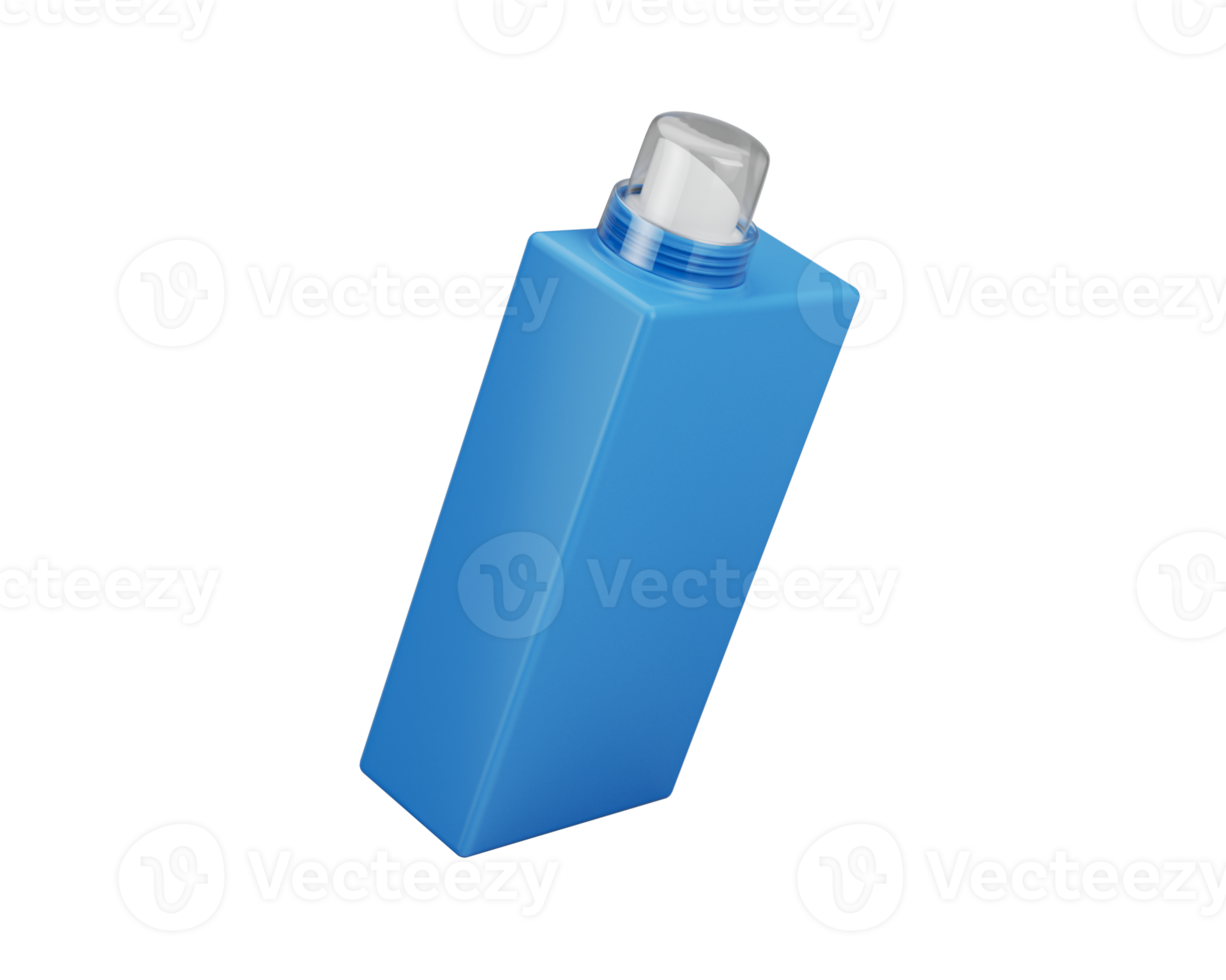 Sleek Blue Laundry Shampoo Bottle With A Pump Dispenser Showcases Modern Design, 3D Illustration png