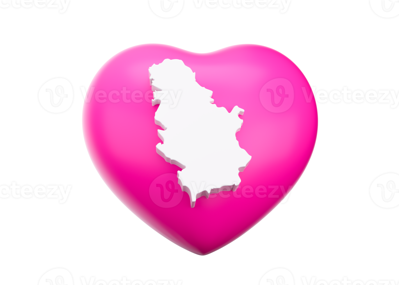 Pink Heart With Map Of Serbia 3d Illustration png