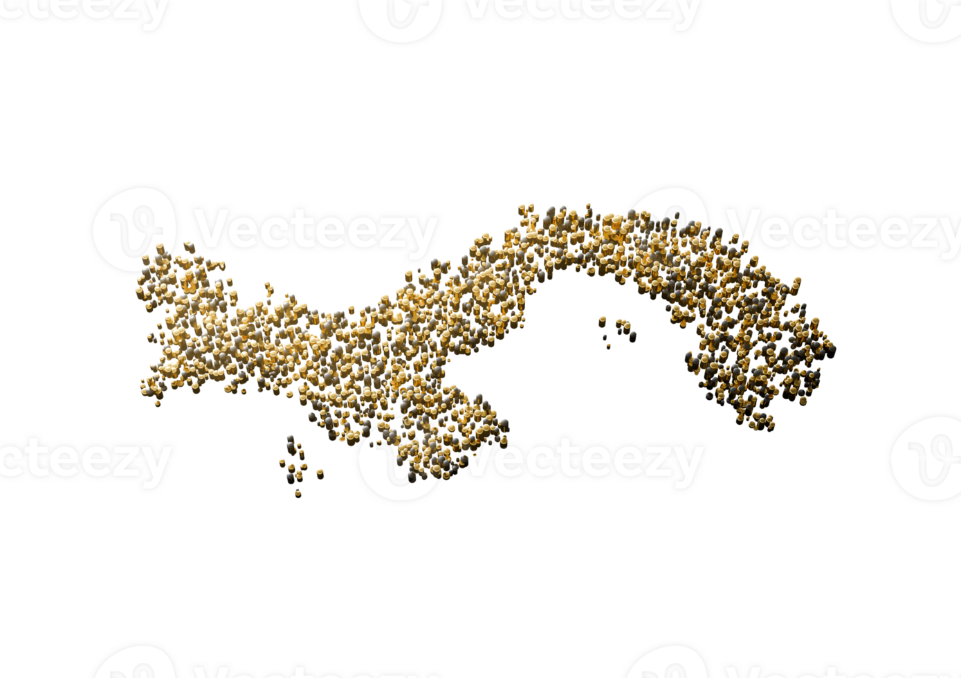 Panama Map Made Of High Quality Premium Golden Metallic Copper Brass Pillars 3D Illustration png