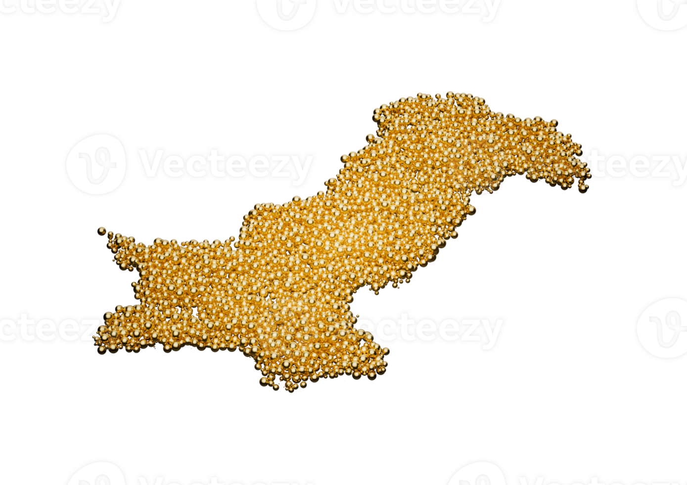Pakistan Map Made Of High Quality Premium Golden Shiny Metallic Beads Or Balls 3D Illustration png