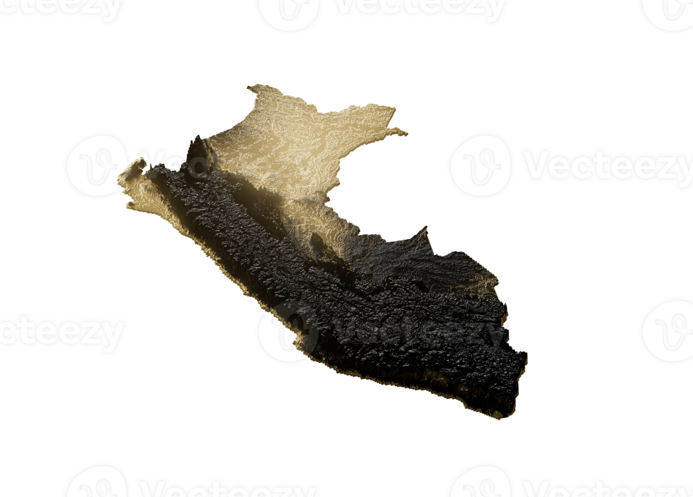 Peru Map Golden Metallic Texture Map Gold Reserves And Gold Mining Concept 3D Illustration png