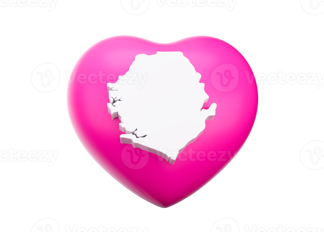 Pink Heart With Map Of Sierra Leone 3d Illustration png