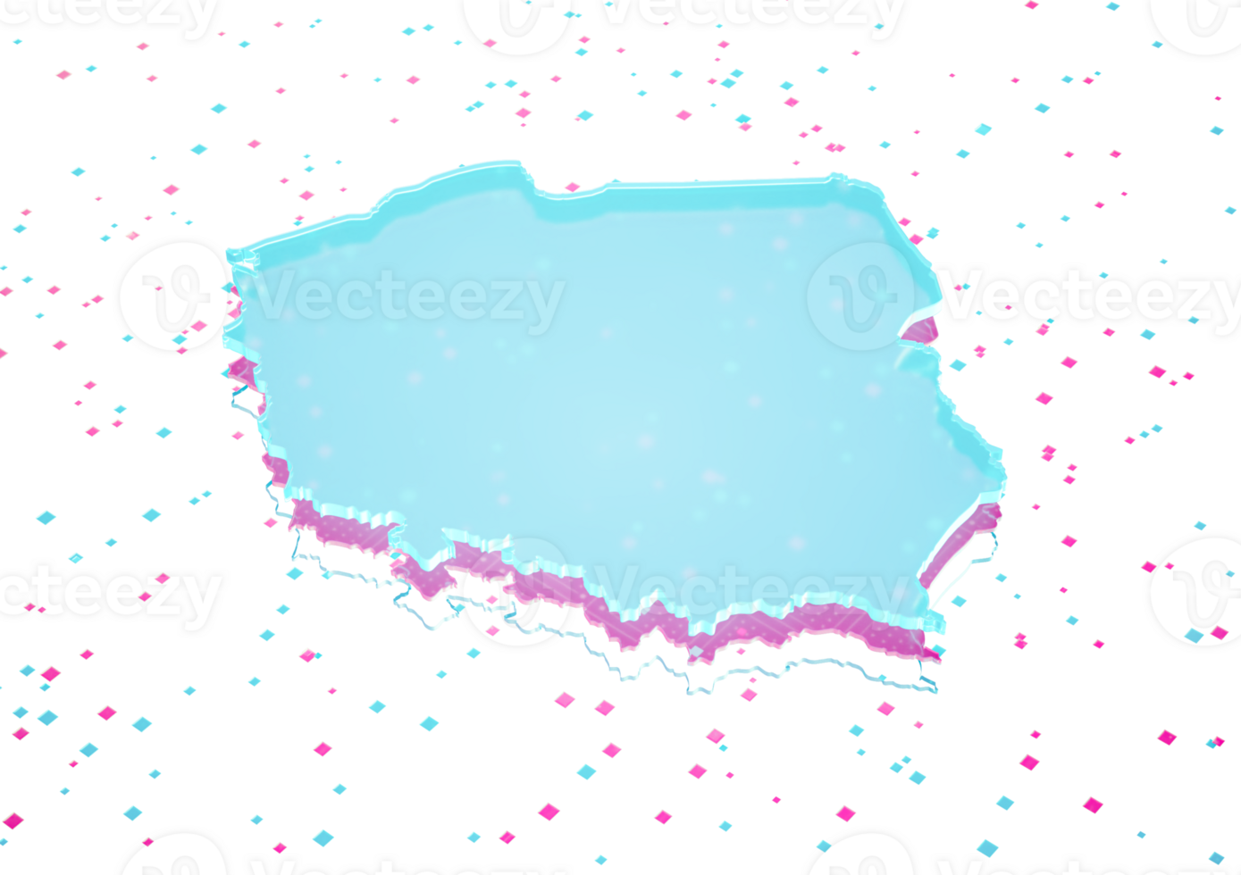 Illuminated Poland Data Map Neon Blue Light On Seamless Pattern Background 3D Illustration png