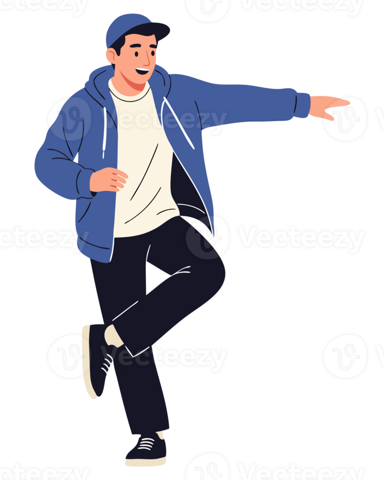 Energetic Young Man Dancing Cheerfully in Modern Lifestyle Setting with Dynamic Movements and Joyful Expression png