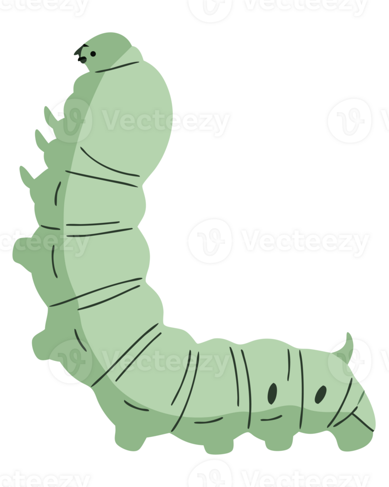 Vibrant Green Caterpillar Crawling Through a Lush Garden with a Charming and Whimsical Appearance png