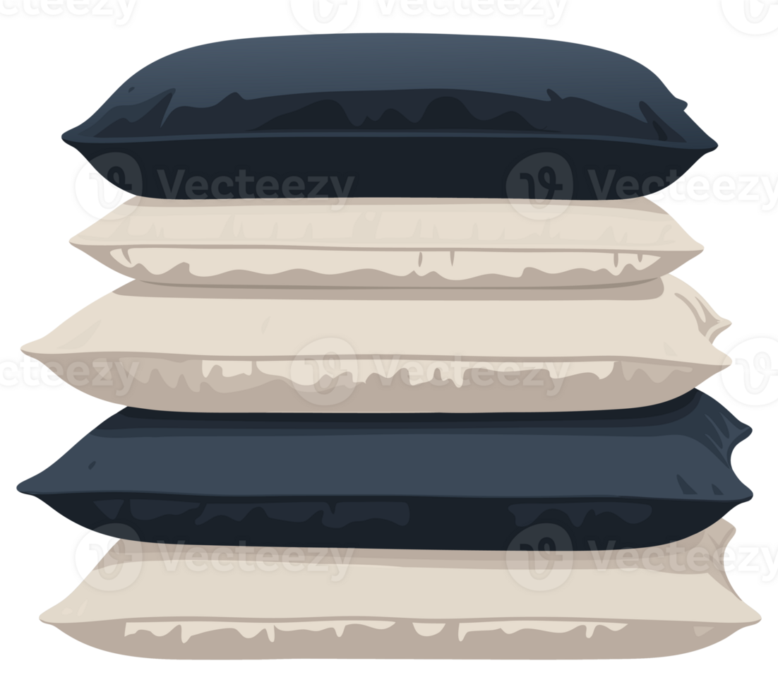 Soft and Cozy Stack of Pillows for Ultimate Relaxation in a Comfortable Bedding Ensemble png
