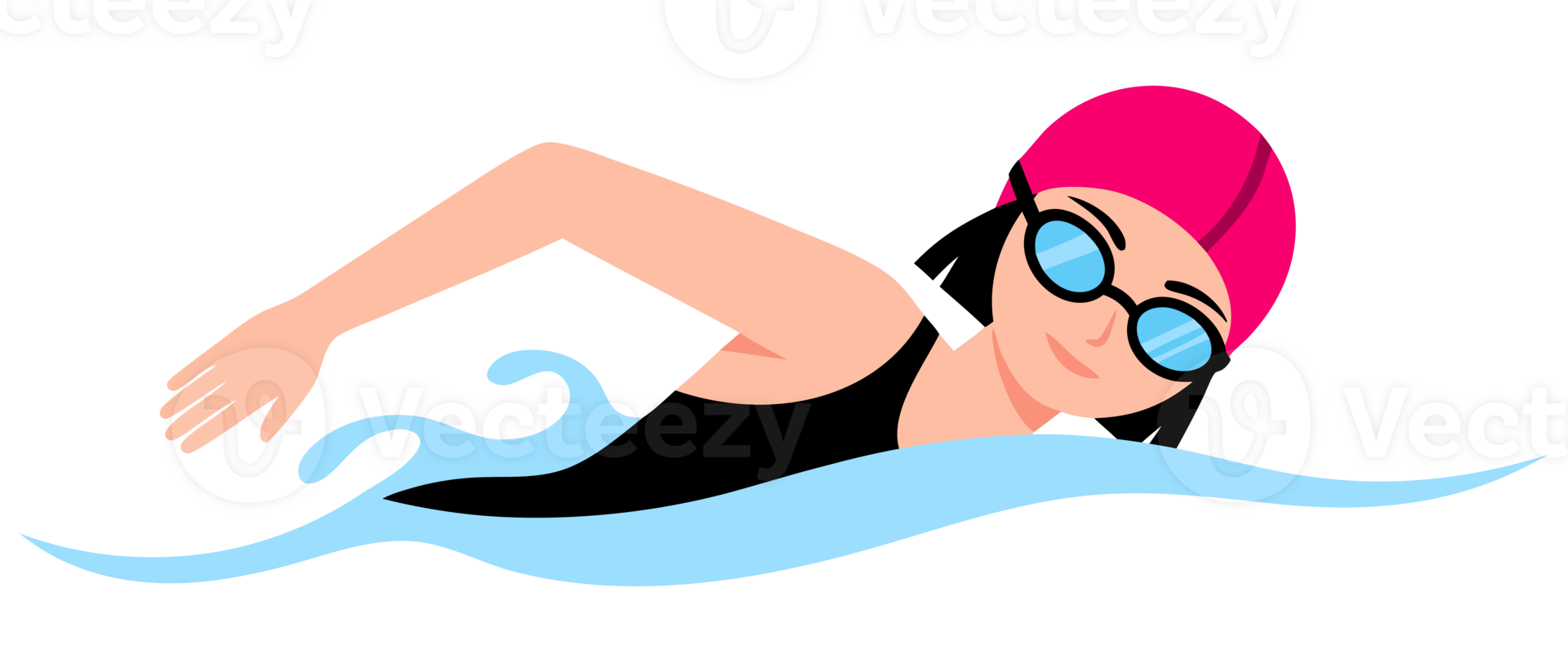 Energetic Female Swimmer in Action, Promoting Fitness and Health through Aquatic Activities and Sports Lifestyle png