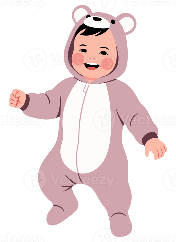 Happy Baby in Bear Costume Celebrating Childhood Joy and Playfulness with Adorable Smiles, Perfect for Family and Child-Centric Projects png