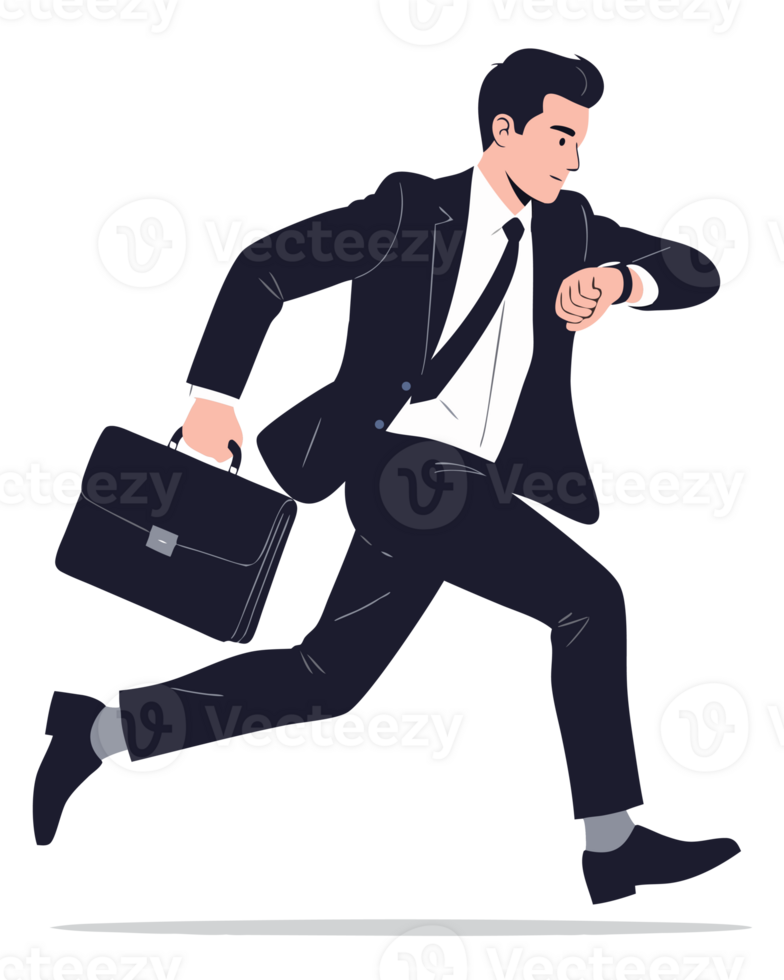 Businessman Commute Concept with Briefcase and Time Management Focus png