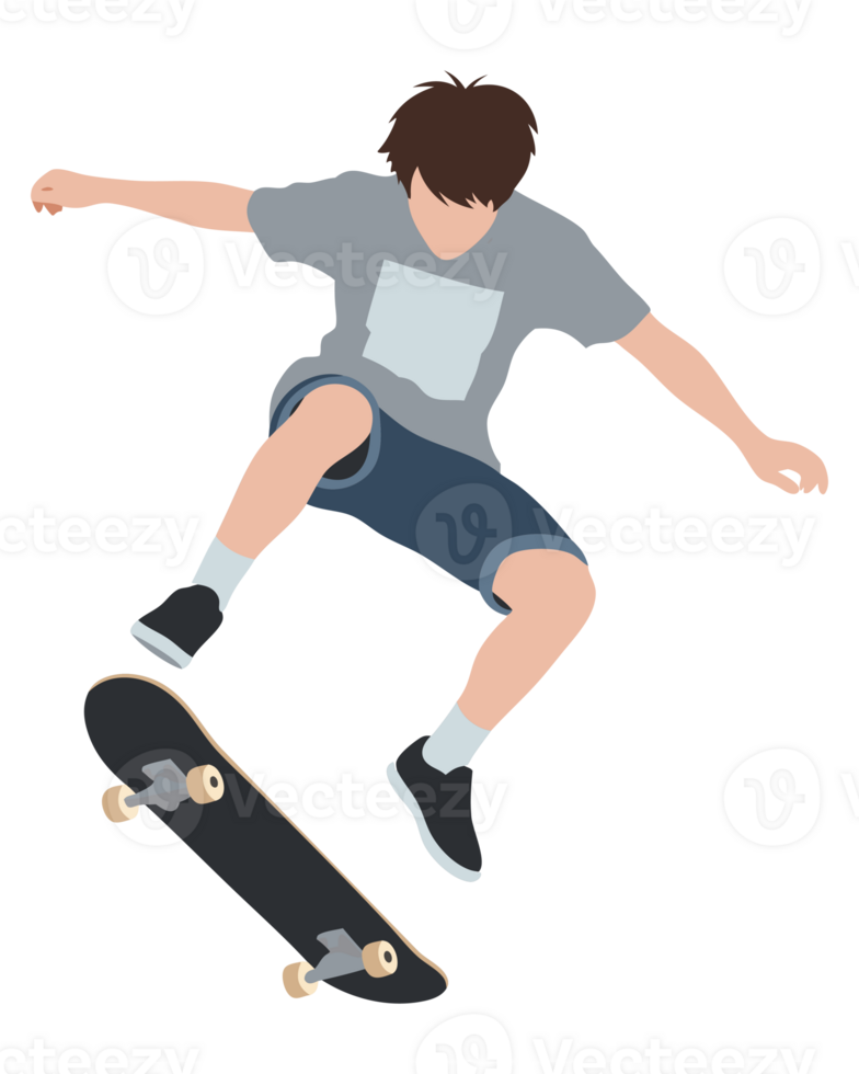 Young Man Skateboarding Mid Air in Dynamic Lifestyle Concept Image png