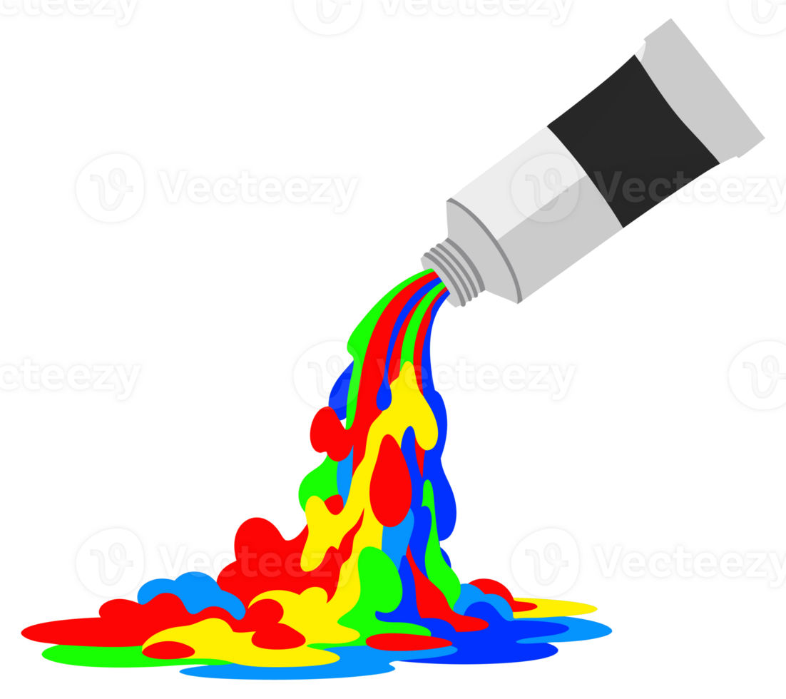 Vibrant Colors Flowing from an Open Tube of Paint, Showcasing Artistic Creativity and Expression in a Colorful Design png