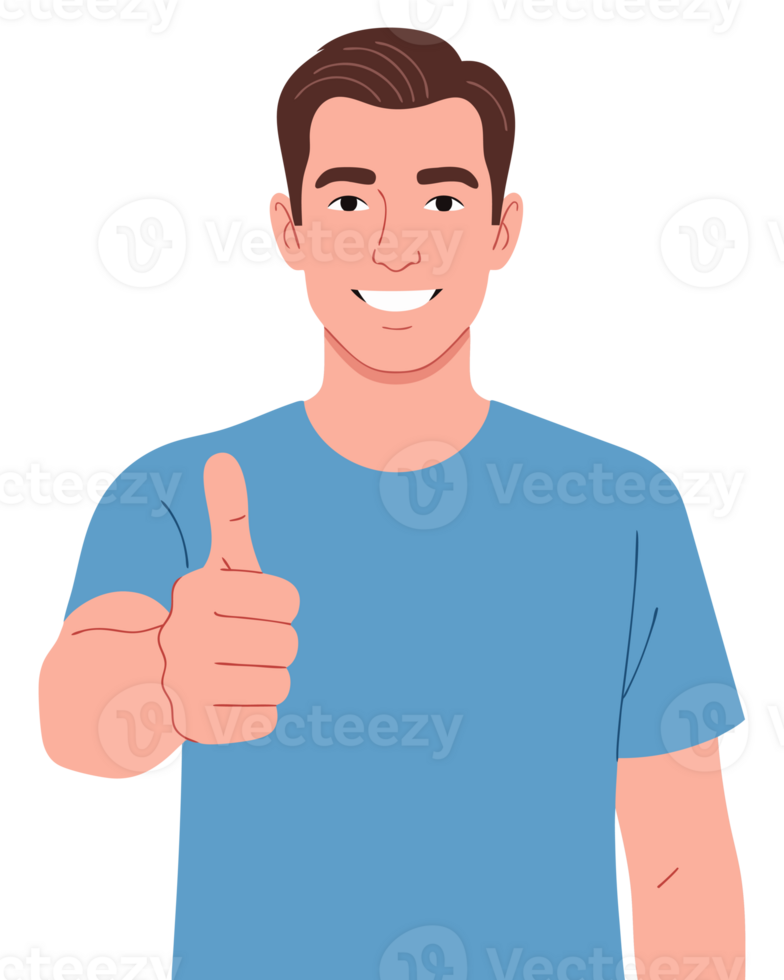 Positive and Happy Man Smiling with Thumbs Up Gesture, Representing Optimism and Good Vibes in an Uplifting Context png