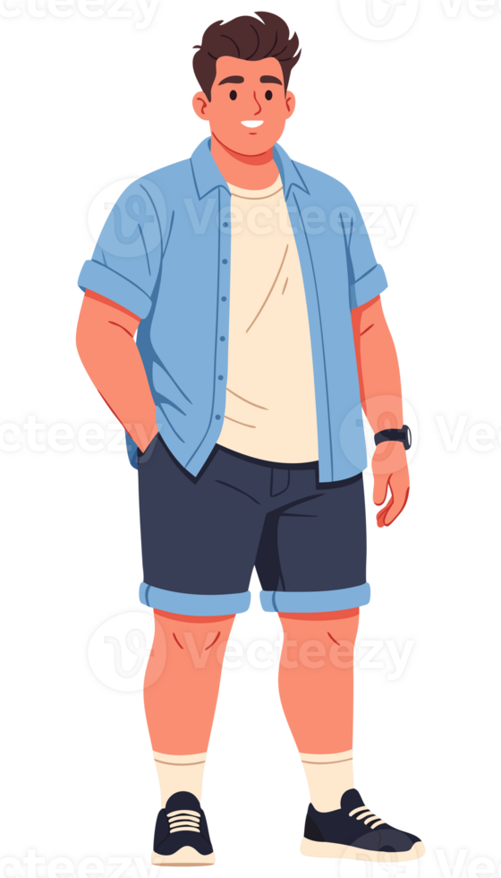Young Man in Casual Summer Outfit Smiling Confidently with Relaxed Style in a Bright and Stylish Fashion Setting png